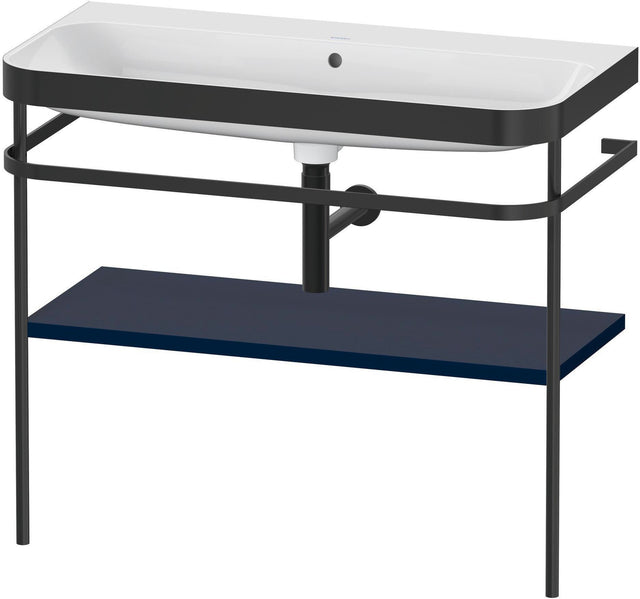DURAVIT Happy D.2 c-bonded Waschtischset 975 mm mit Metallkonsole in Nachtblau Seidenmatt