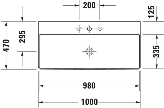 Duravit DuraSquare Waschtisch 1000 mm weiß mit Hahnloch mittig, ohne Überlauf – Design by Duravit