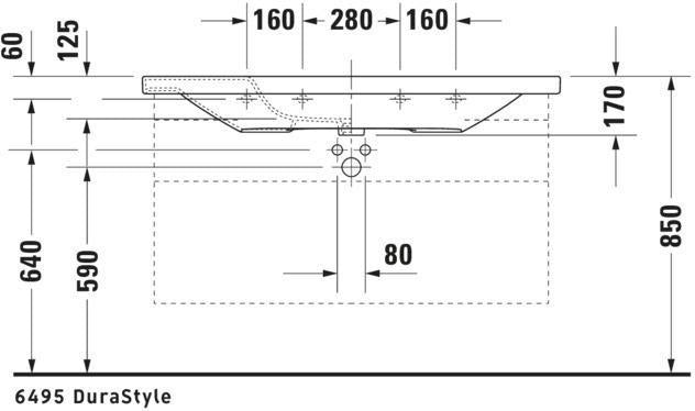 Duravit DuraStyle Möbelwaschtisch 1200 mm mit Überlauf, ohne Hahnloch, weiß