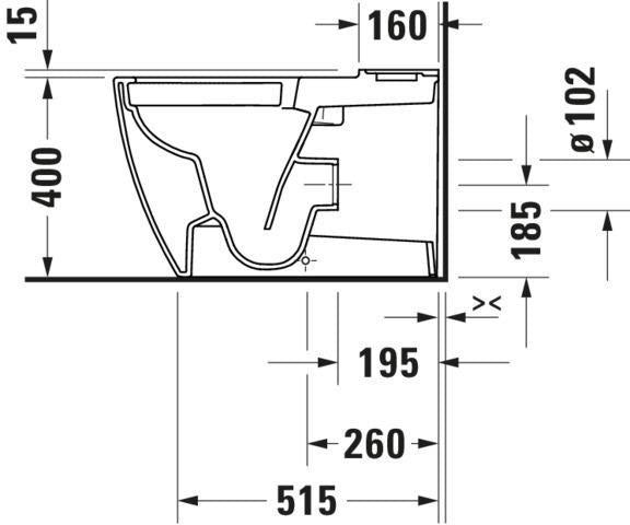 DURAVIT ME by Starck Stand-WC 650 mm weiß, spülrandlos, Tiefspüler, WonderGliss