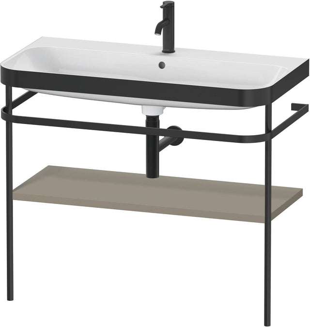 DURAVIT Happy D.2 c-bonded Waschtischset mit Metallkonsole 975 mm Steingrau Seidenmatt