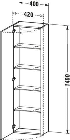 DURAVIT DuraStyle Hochschrank 240x400x1400 mm, 1 Tür, Anschlag links, Eiche Terra/Weiß Matt