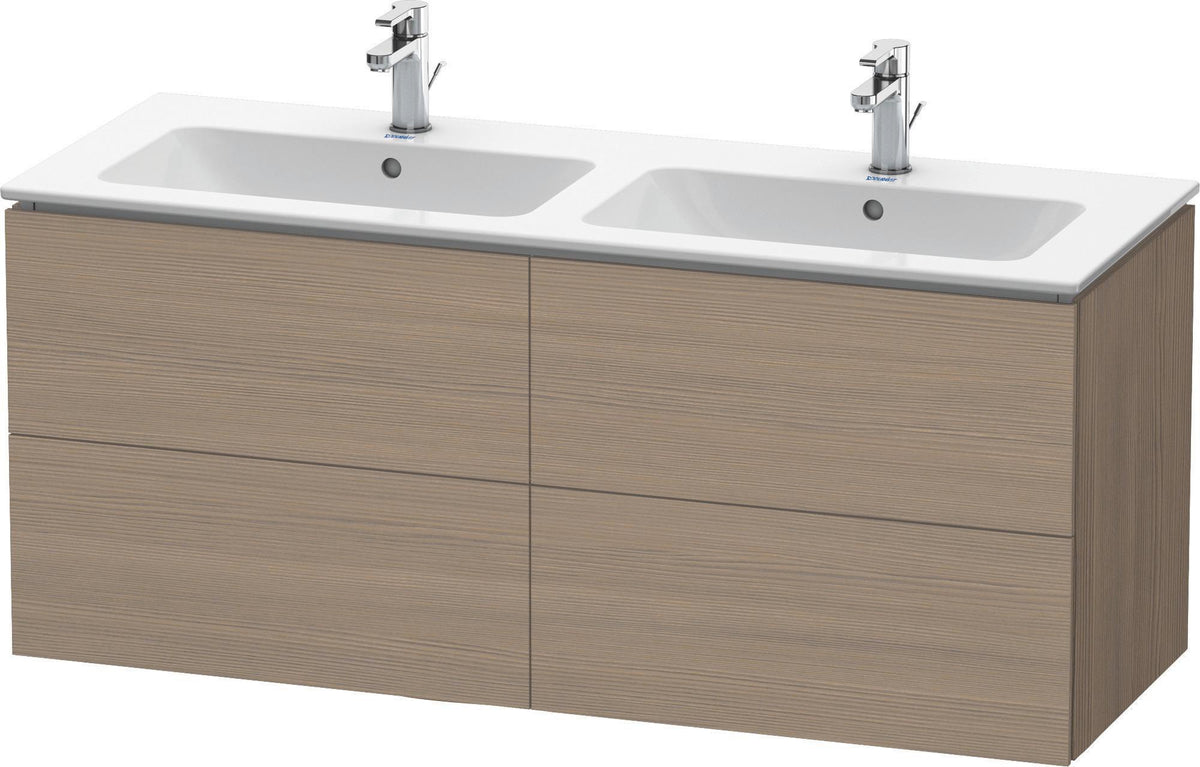 Duravit L-Cube Waschtischunterbau 1290 mm, 4 Schubkästen, Amerikanisch Nussbaum – Wandhängend