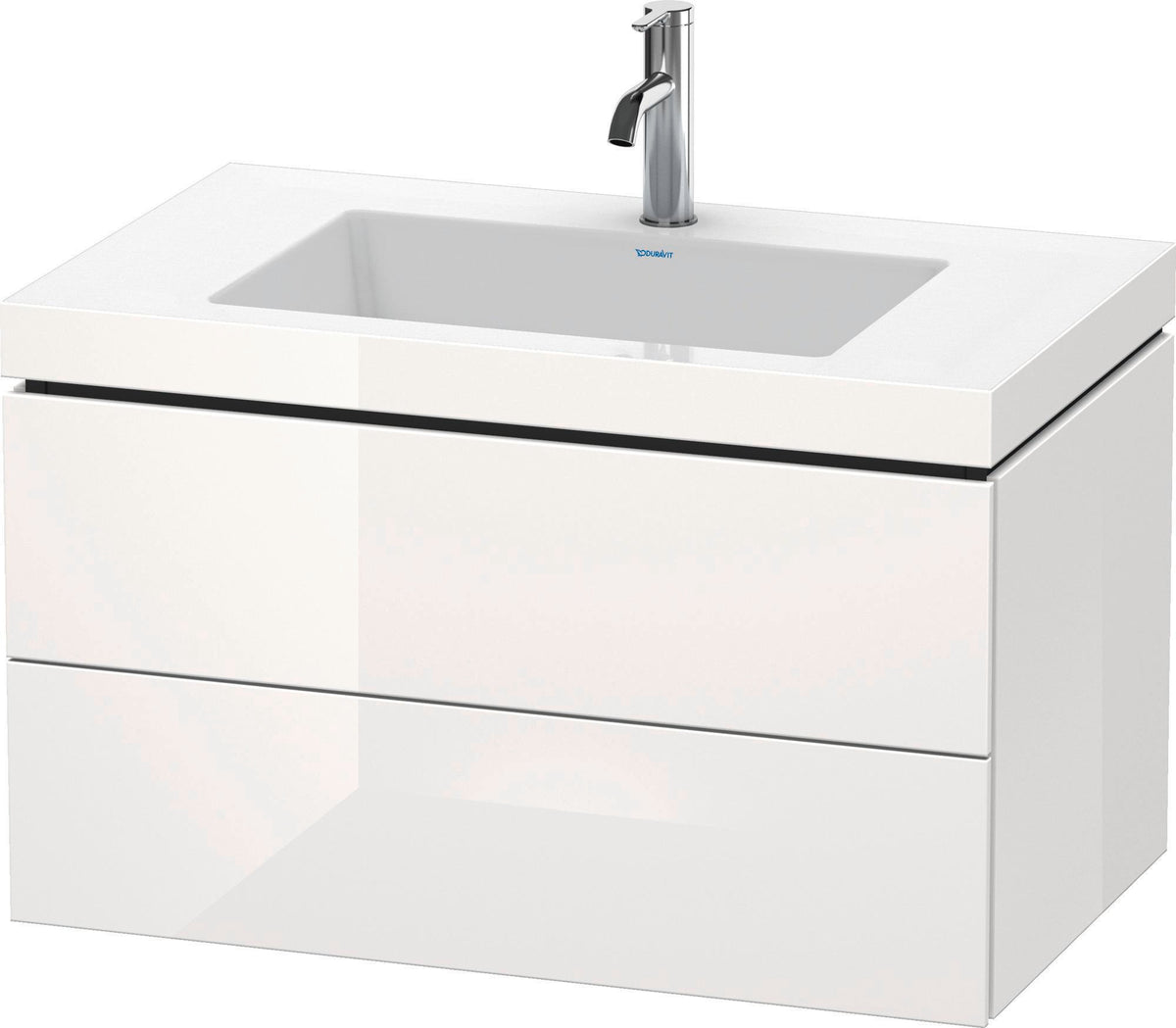 Duravit L-Cube c-bonded Waschtischset 800 mm mit Vero Air Becken, 2 Schubkästen, Schwarz Hochglanz
