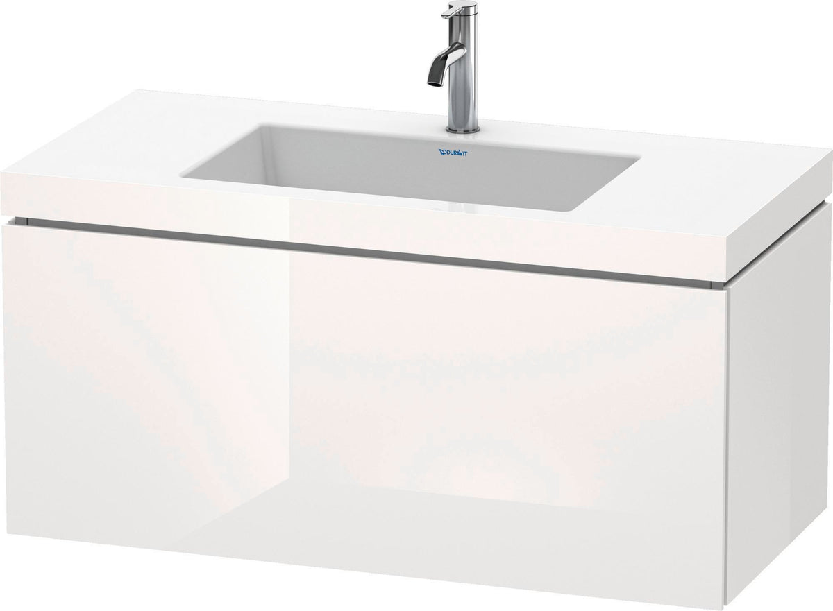 DURAVIT L-Cube c-bonded Waschtischset 1000 mm mit Vero Air, weiß matt, 1 Auszug, wandhängend