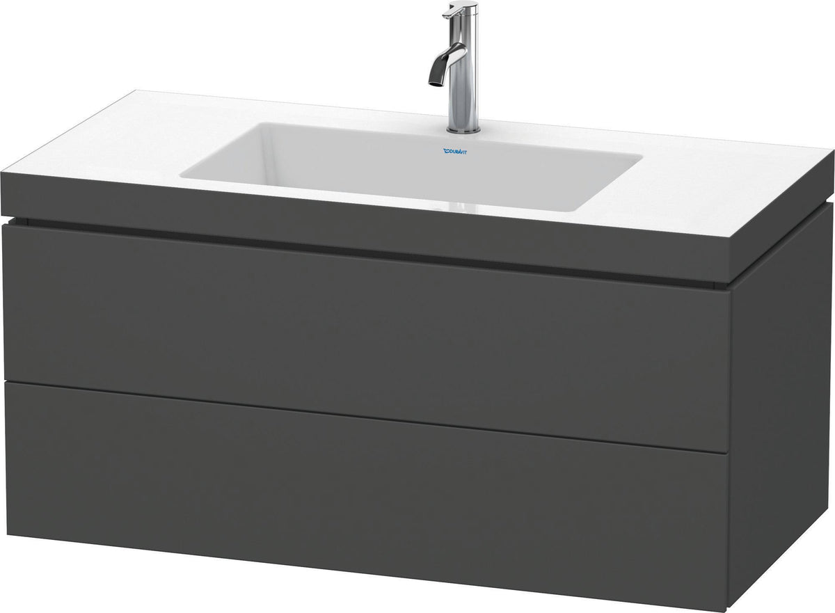 DURAVIT L-Cube c-bonded Waschtischset 1000 mm mit Vero Air, 2 Schubkästen, Graphit Matt – Wandhängend