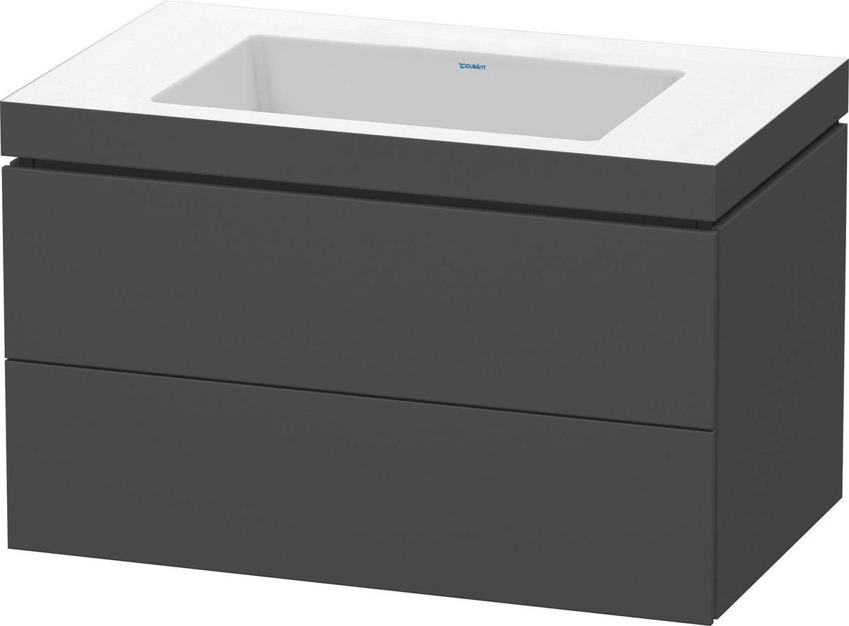 Duravit L-Cube c-bonded Waschtischset 800 mm mit Vero Air Becken, 2 Schubkästen, Schwarz Hochglanz
