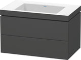 Duravit L-Cube c-bonded Waschtischset 800 mm mit Vero Air Becken, 2 Schubkästen, Schwarz Hochglanz