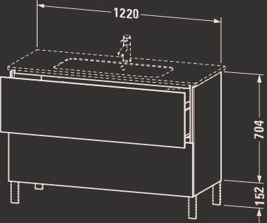 Duravit L-Cube Waschtischunterbau 1220 mm, 2 Auszüge, amerikanischer Nussbaum, bodenstehend
