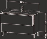 Duravit L-Cube Waschtischunterbau 1220 mm, 2 Auszüge, amerikanischer Nussbaum, bodenstehend