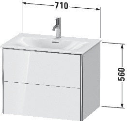 Duravit XSquare Waschtischunterbau 710 mm mit 2 Schubkästen in Steingrau matt