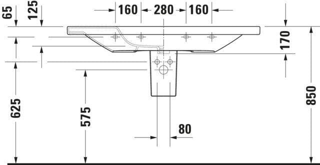 Duravit DuraStyle Möbelwaschtisch 1200 mm mit Überlauf, ohne Hahnloch, weiß