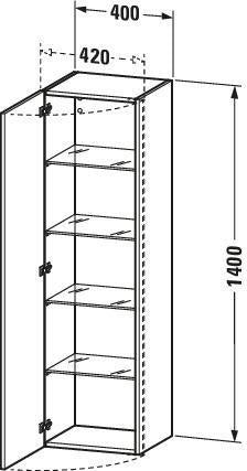 DURAVIT DuraStyle Hochschrank 360x400x1400mm, 1 Tür links, Eiche Terra/Weiß Matt, Soft-Close
