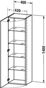 DURAVIT DuraStyle Hochschrank 360x400x1400mm, 1 Tür links, Eiche Terra/Weiß Matt, Soft-Close