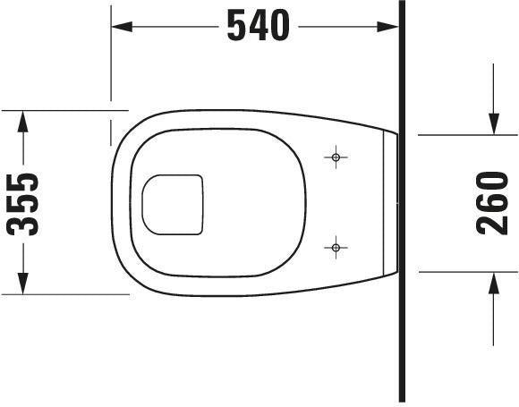 DURAVIT D-Code Wand-WC 540 mm Flachspüler Weiß – Wandhängend mit Spülrand