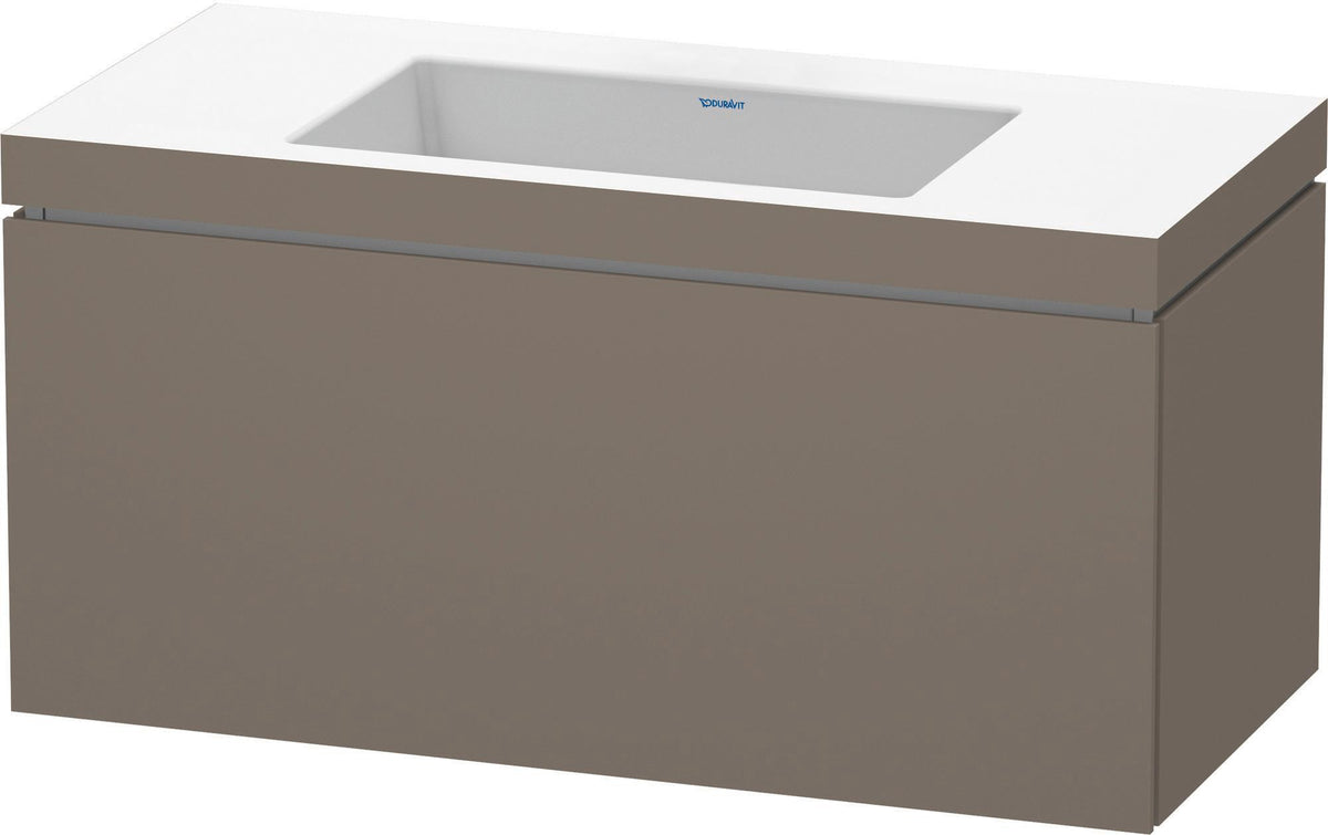DURAVIT L-Cube c-bonded Waschtischset 1000 mm Flannel Grey Hochglanz mit Vero Air Becken