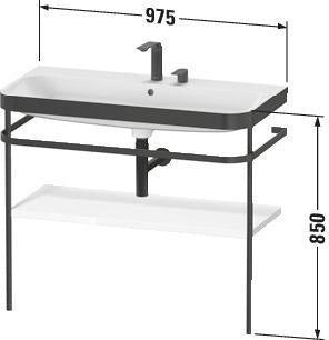 Duravit Happy D.2 c-bonded Waschtischset 975 mm mit Metallkonsole, bodenstehend, 1 Hahnloch, Leinen