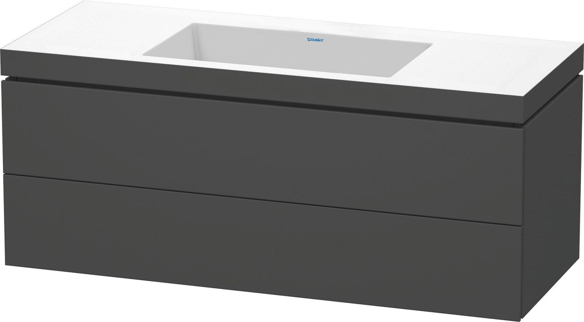 DURAVIT L-Cube c-bonded Waschtischset 1200 mm Graphit Matt mit Vero Air Waschtisch und 2 Schubkästen