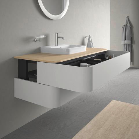 DURAVIT Happy D.2+ Konsolenwaschtischunterbau 1300 mm taupe supermatt mit Tip-On Technik und LED-Innenbeleuchtung