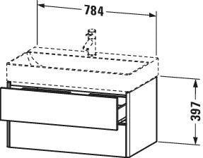 Duravit XSquare Waschtischunterbau 784 mm, 2 Schubkästen, Weiß Seidenmatt, wandhängend