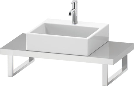 Duravit L-Cube Konsole 480 mm tief, variabel 800–2000 mm, Dolomiti Grey, 2 Ausschnitte