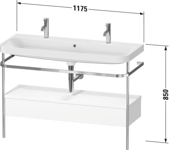 Duravit Happy D.2 Waschtischset 1175 mm mit Metallkonsole, Schubkasten und Waschschüssel