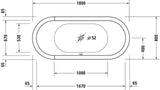 DURAVIT Starck Whirlwanne 1800x800 mm freistehend, oval, Acryl, Air-System, 2 Rückenschrägen, Weiß