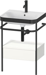 Duravit Happy D.2 Waschtischset mit Metallkonsole, 1 Schubkasten, weiß seidenmatt, 575 mm