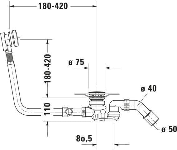 DURAVIT Ab- und Überlaufgarnitur mit Bodenzulauf für freistehende Whirlwannen, Chrom