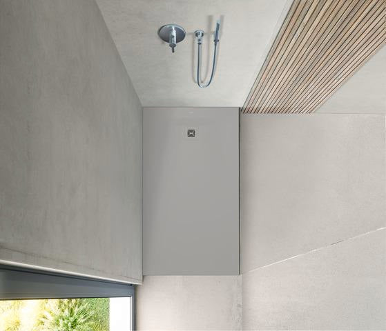Duravit Sustano Duschwanne 1400x800x30 mm Mineralguss hellgrau matt – rechteckig, bodenbündig, mit Rutschhemmung