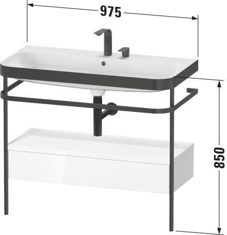 DURAVIT Happy D.2 c-bonded Waschtischset mit Metallkonsole, 975 mm, Weiß