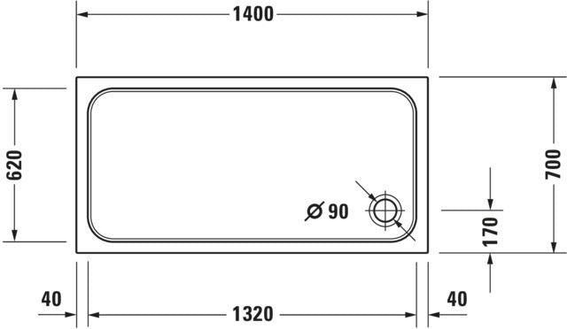 DURAVIT D-Code Duschwanne 1000x700 mm Rechteckig Weiß Sanitäracryl mit Antislip