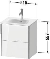 Duravit XViu Waschtischunterbau wandhängend 557 mm taupe matt mit Tip-On-Technik und Soft-Close
