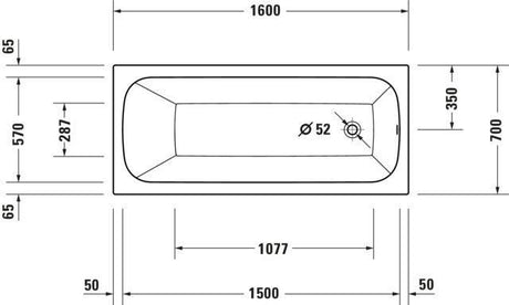 DURAVIT Qatego Whirlwanne Einbau 1600x700 mm Weiß Rechteckig mit Fußgestell