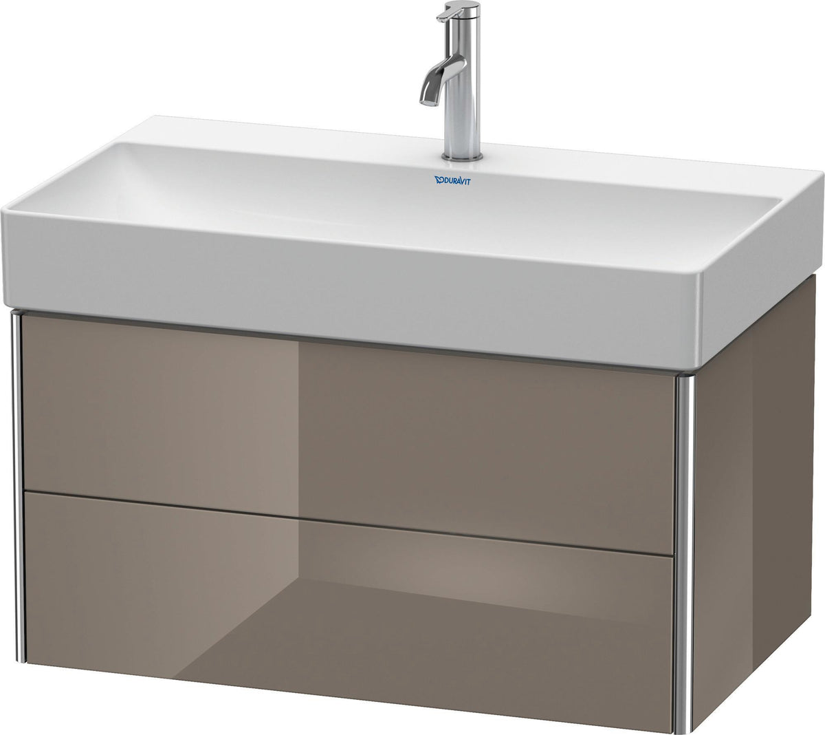 DURAVIT XSquare Waschtischunterbau 784 mm Flannel Grey Hochglanz mit 2 Schubkästen
