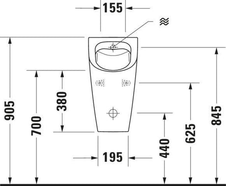 DURAVIT Urinal Soleil by Starck, spülrandlos, weiß, Zulauf hinten, Abgang horizontal