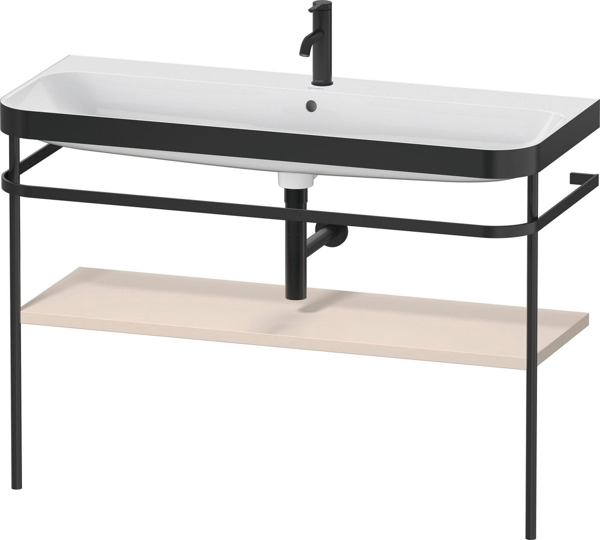 DURAVIT Happy D.2 c-bonded Waschtischset 1175 mm mit Metallkonsole, taupe seidenmatt