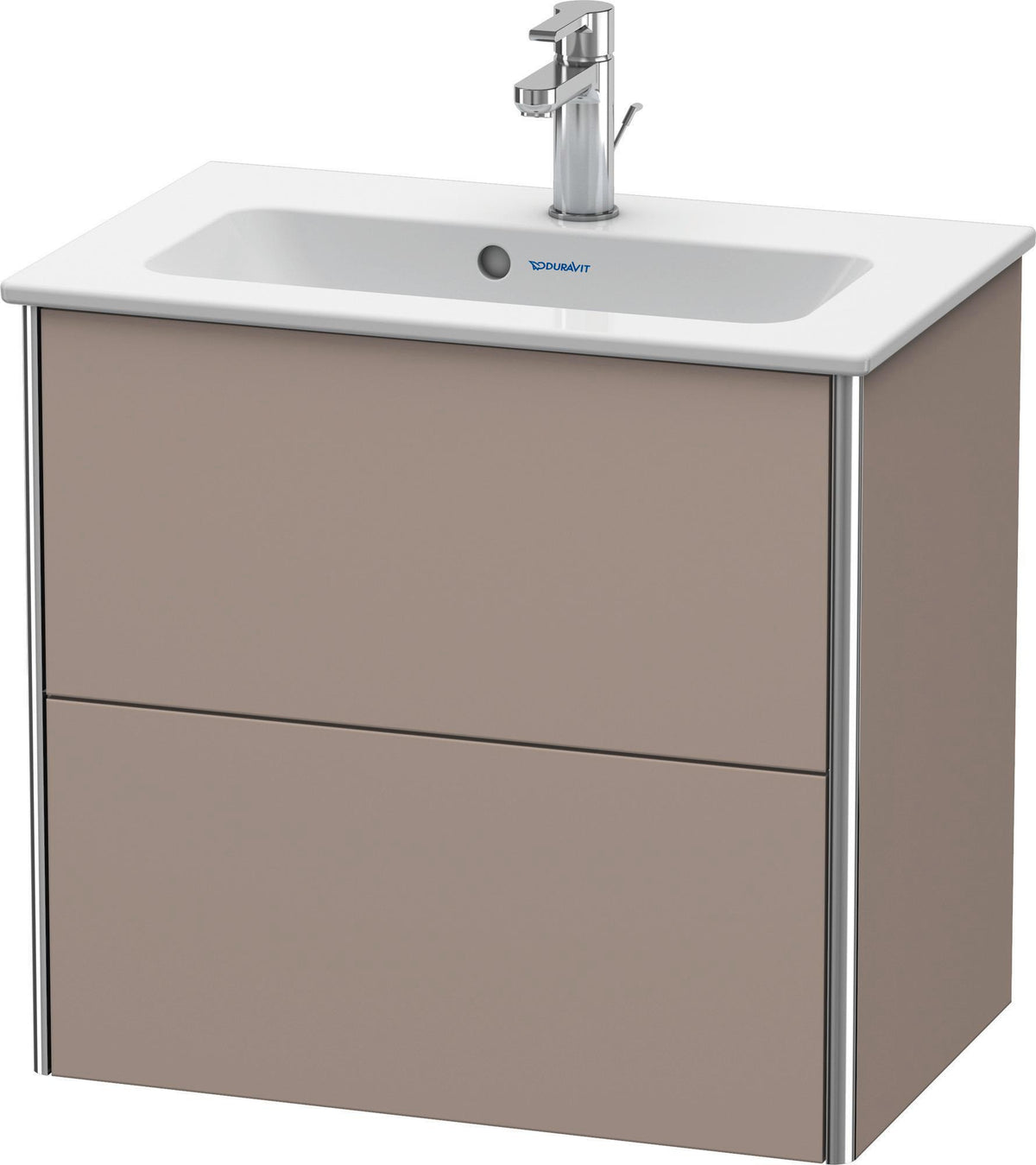 Duravit XSquare Waschtischunterbau 610 mm, 2 Schubkästen, Basalt Matt, wandhängend, Tip-On