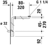 DURAVIT Raumsparsiphon Universal Weiß – Kunststoff-Siphon mit Rosette, 1 1/4″