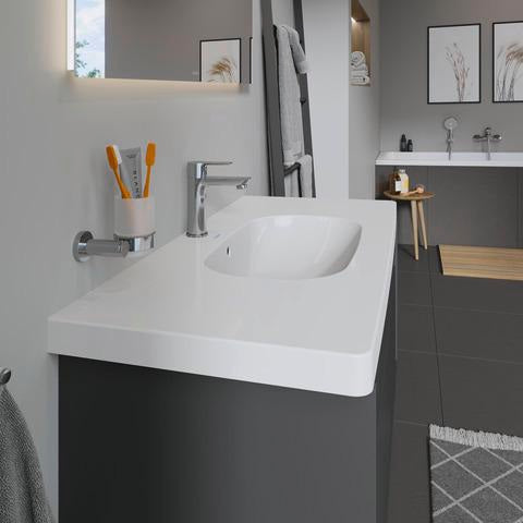 Duravit D-Code Möbelwaschtisch 1050 mm Weiß mit Überlauf und Hahnlochbank – Wandhängend