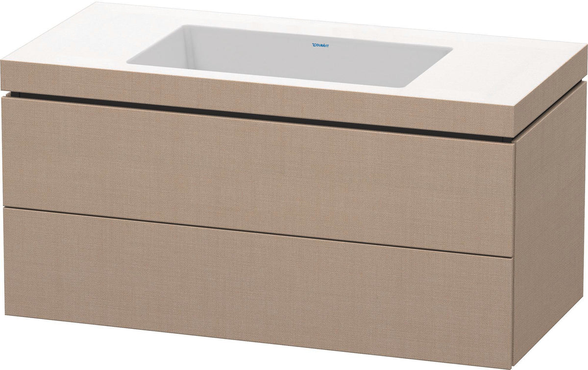 DURAVIT L-Cube Waschtischset c-bonded 1000 mm Basalt Matt mit Vero Air Waschtisch und 2 Schubkästen