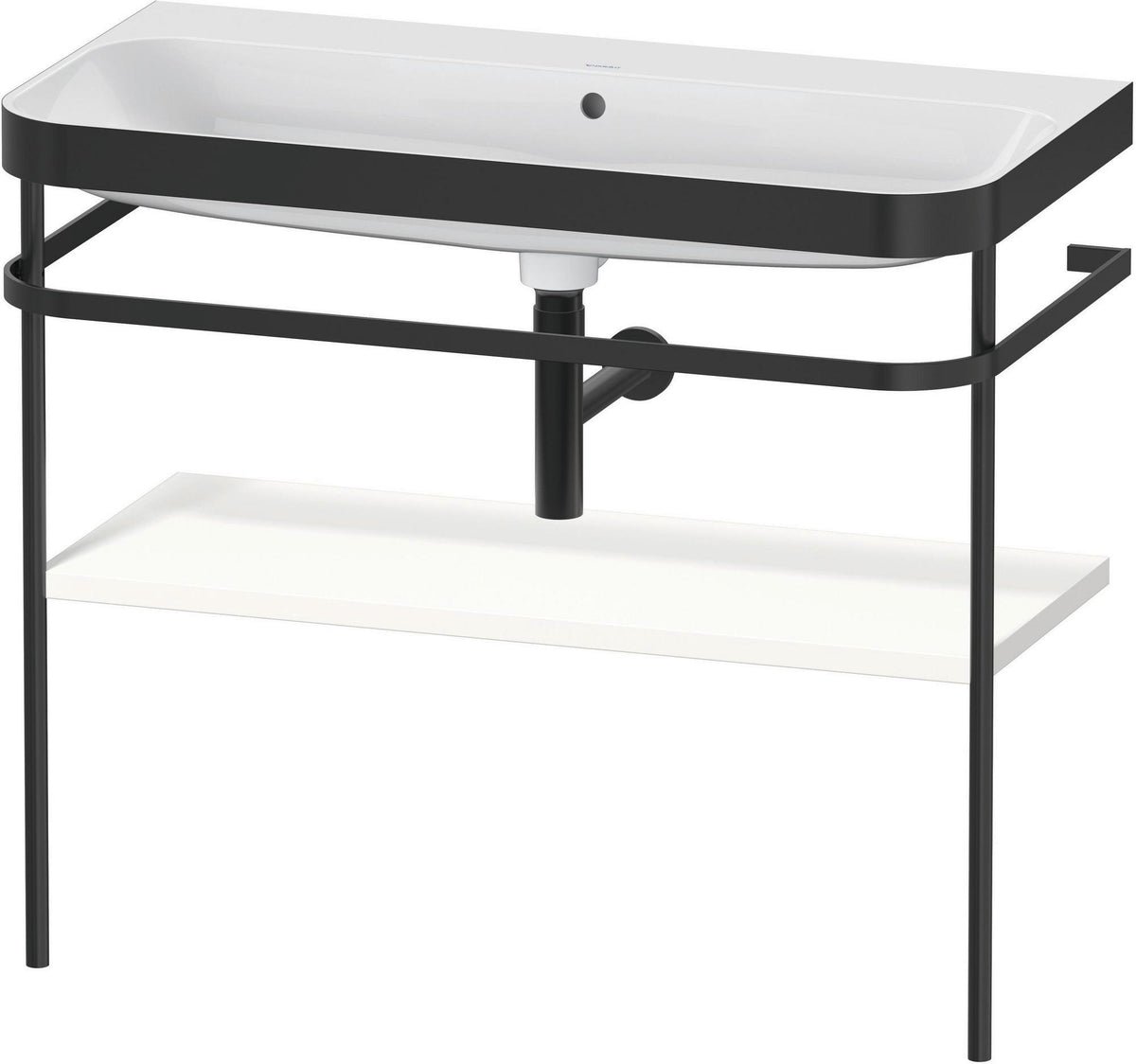 DURAVIT Happy D.2 c-bonded Waschtischset mit Metallkonsole, 975 mm, Weiß Seidenmatt