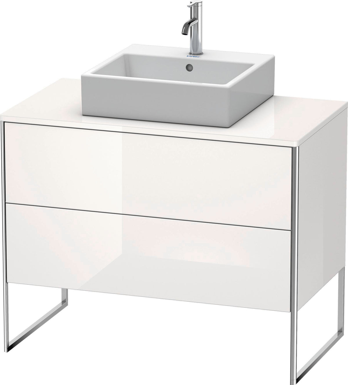 DURAVIT XSquare Konsolenwaschtischunterbau 1000 mm Schwarz Hochglanz mit 2 Schubkästen