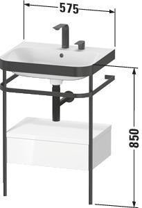 DURAVIT Happy D.2 c-bonded Waschtischset mit Metallkonsole, 850 mm, Weiß Hochglanz