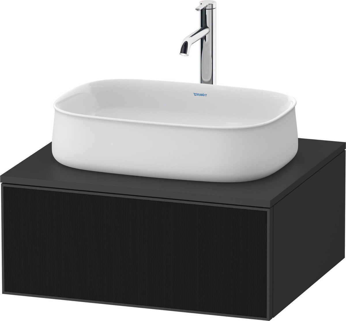 DURAVIT Zencha Konsolen-Waschtischunterbau 650 mm Eiche Anthrazit mit 1 Auszug und Push-Open
