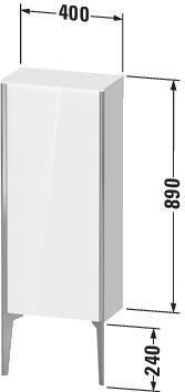 Duravit Halbhochschrank XViu 890x400x240mm TA links schwarz matt/weiß hochglanz