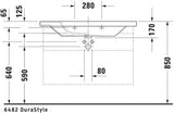 DURAVIT DuraStyle Möbelwaschtisch 1000 mm mit Überlauf, ohne Hahnloch, weiß