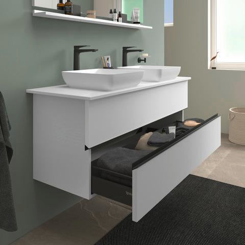 DURAVIT Sivida Spiegelablage 1280x115x35 mm – Chrom/Weiß Matt, inkl. Befestigungsmaterial