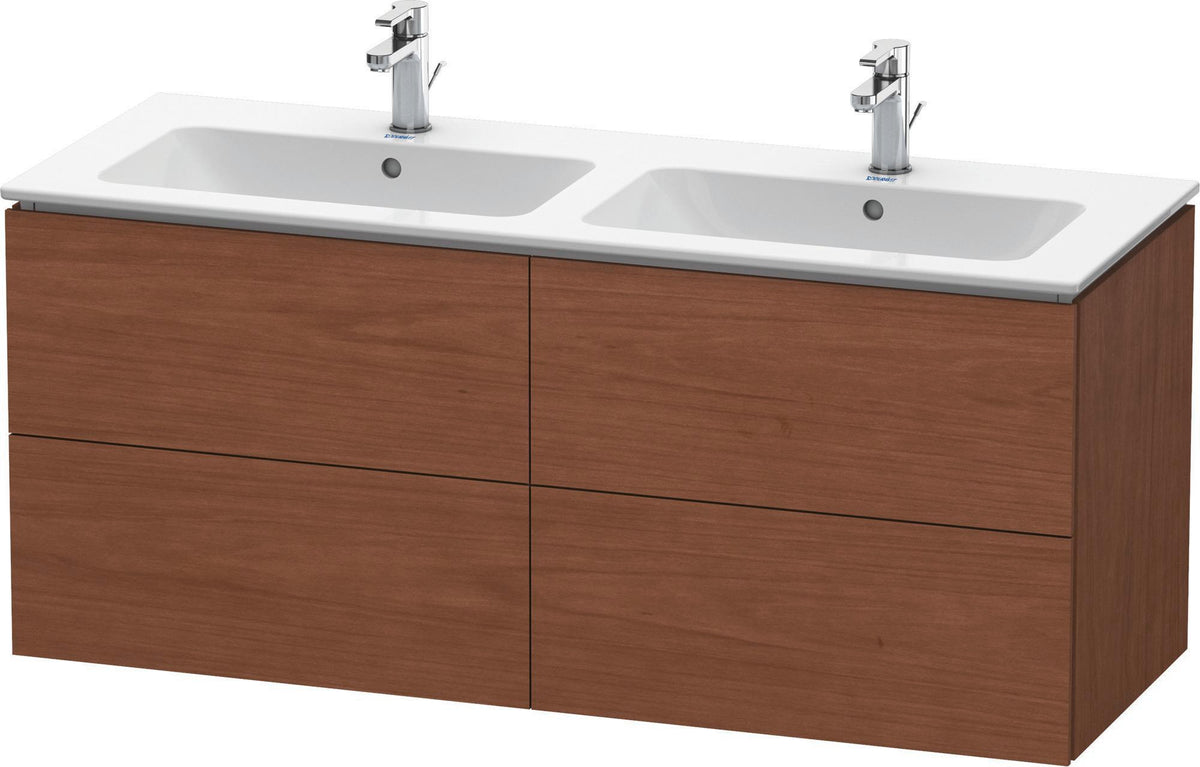 Duravit L-Cube Waschtischunterbau 1290 mm, 4 Schubkästen, Amerikanisch Nussbaum – Wandhängend