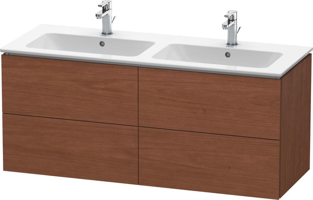 Duravit L-Cube Waschtischunterbau 1290 mm, 4 Schubkästen, Amerikanisch Nussbaum – Wandhängend